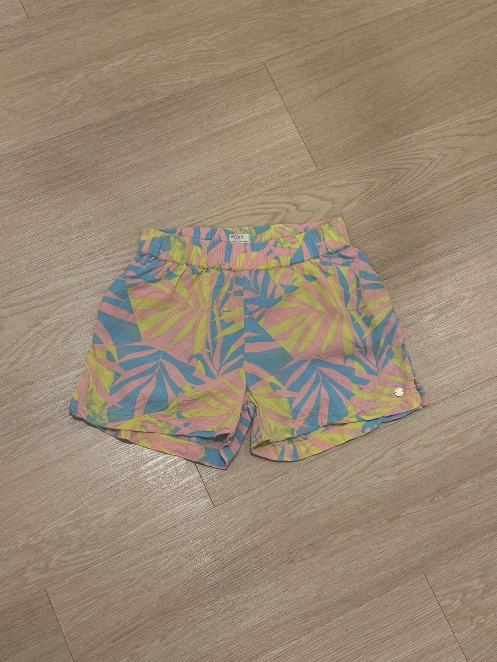 Roxy Girl Tropical Pink/Blue/Green Print Shorts Girls Sz 10/M Pull On Casual